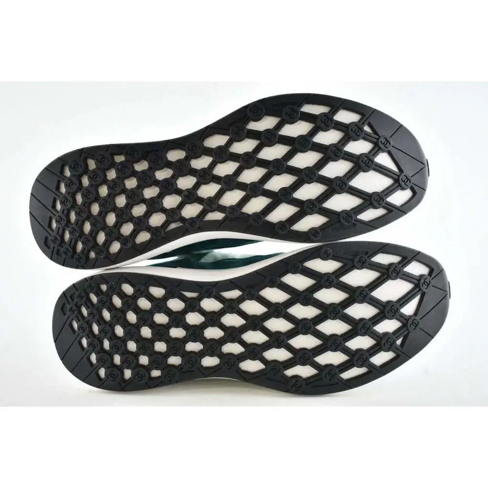 Chanel 21P Blue Green Black Suede CC Lace Up Flat Runner Trainer Sneaker 40.5 - Picture 9 of 9